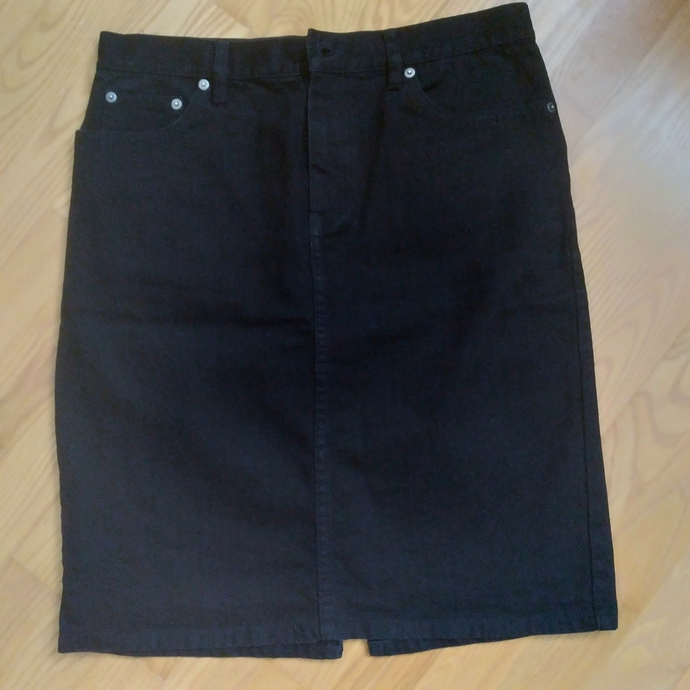 Lauren‎ Ralph Lauren Black Denim Jean Skirt Size 8 Classic Western Minimalist